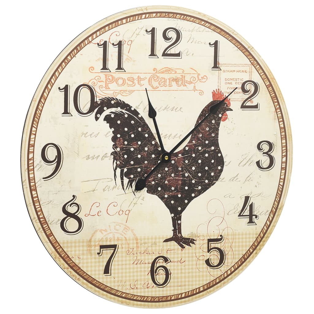 Berkfield Wall Clock with Chicken Design Multicolour 60 cm MDF