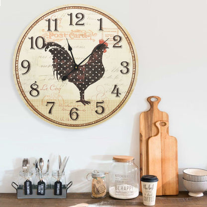 Berkfield Wall Clock with Chicken Design Multicolour 60 cm MDF
