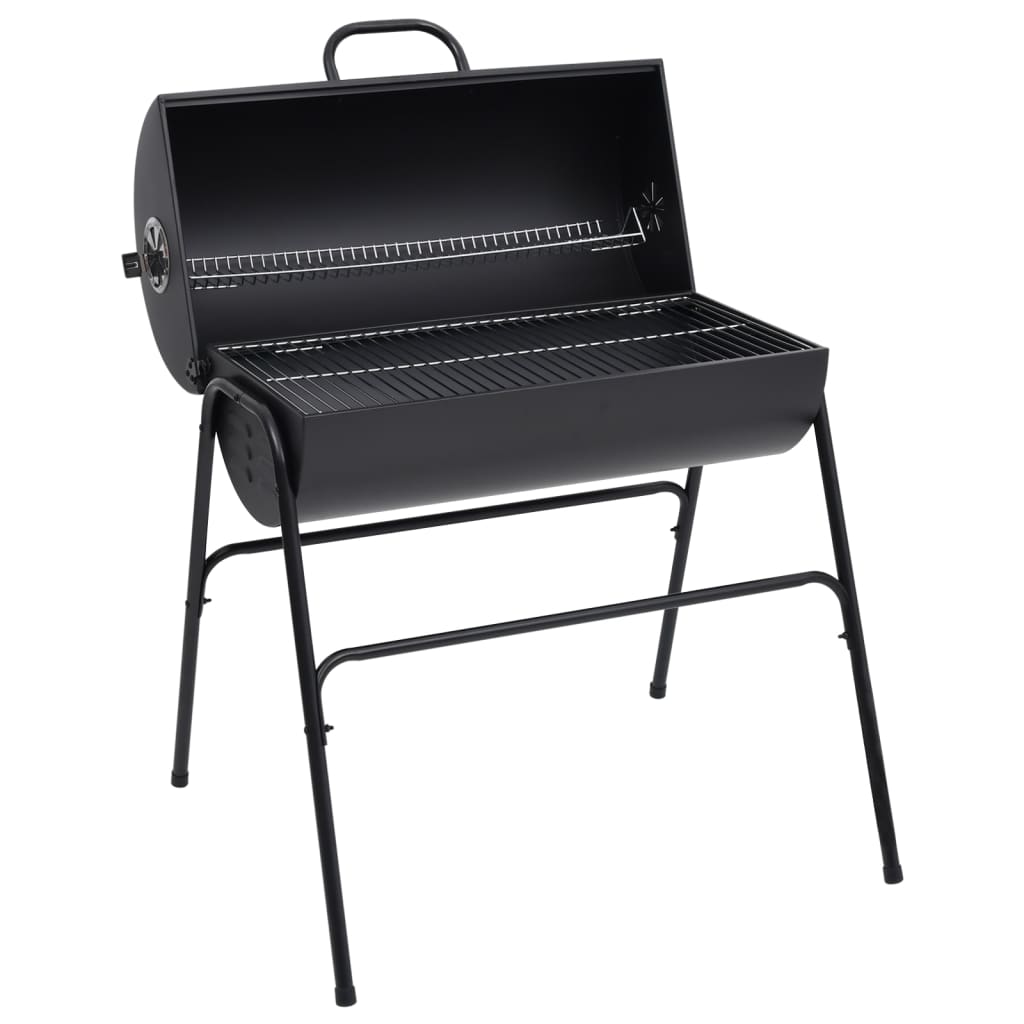 Berkfield Barrel Grill with 2 Cooking Grids Black 80x95x90 cm Steel