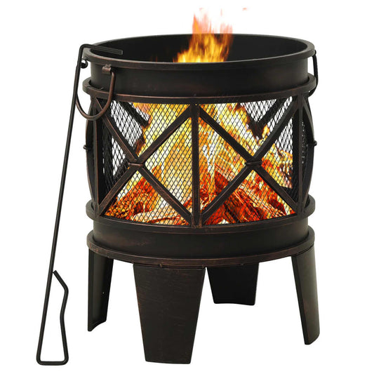 Berkfield Rustic Fire Pit with Poker �__42x54 cm Steel