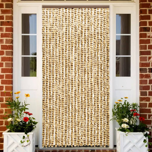 Berkfield Insect Curtain Beige and Brown 90x220 cm Chenille