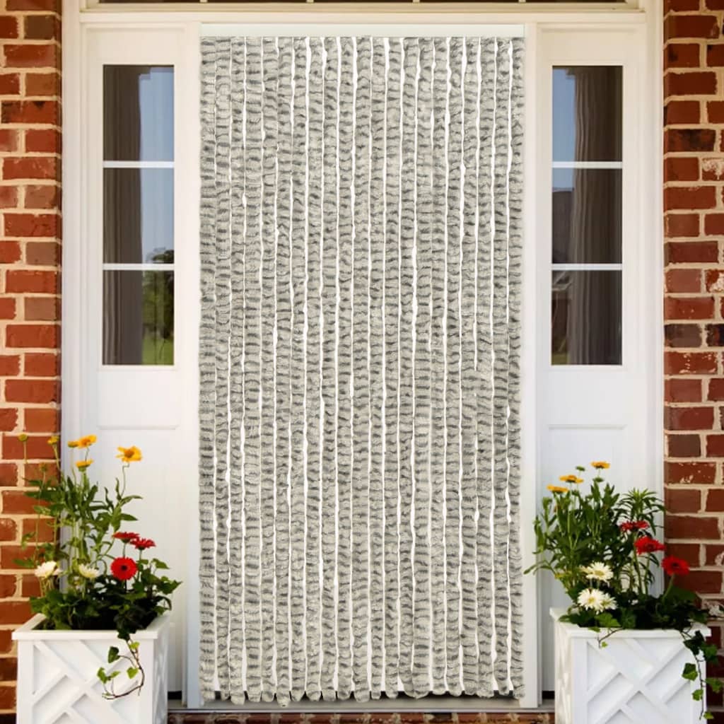 Berkfield Insect Curtain Light and Dark Grey 56x185 cm Chenille