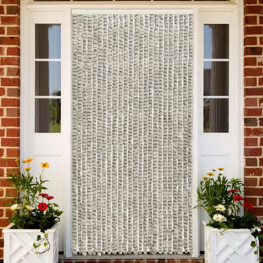 Berkfield Insect Curtain Light and Dark Grey 100x220 cm Chenille