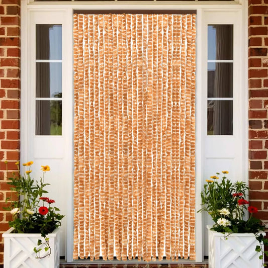 Berkfield Insect Curtain Ochre and White 100x220 cm Chenille