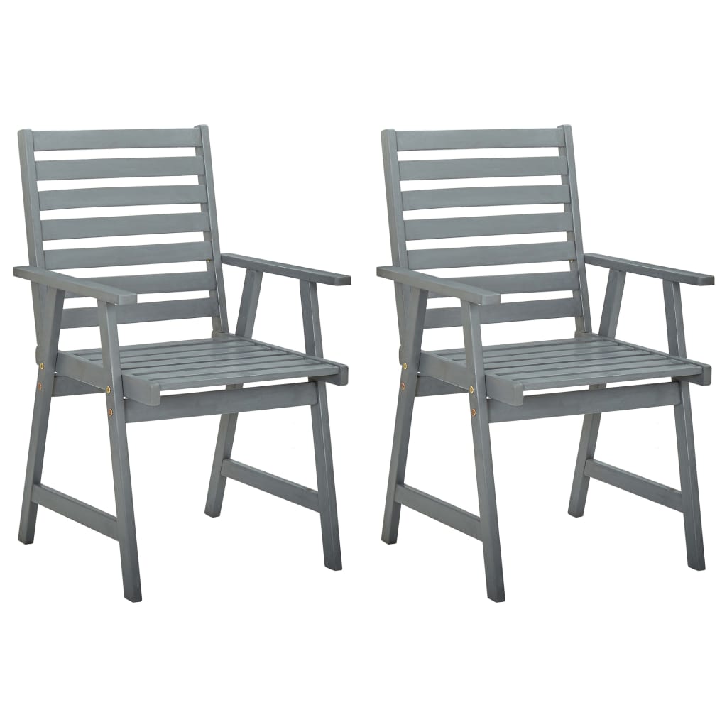 Berkfield Outdoor Dining Chairs 2 pcs Grey Solid Acacia Wood