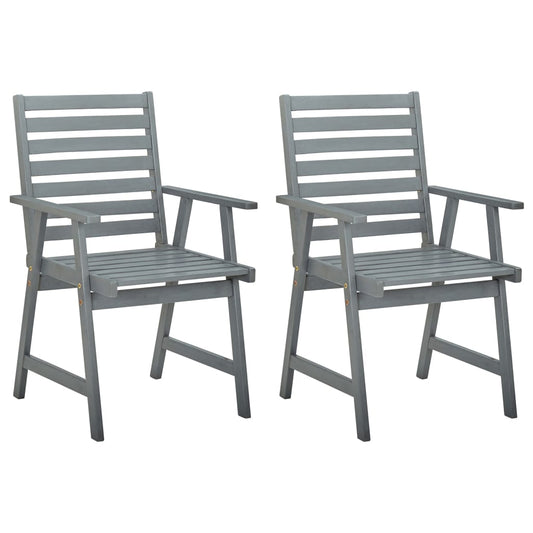 Berkfield Outdoor Dining Chairs 2 pcs Grey Solid Acacia Wood