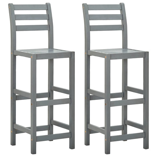 Berkfield Bar Stools 2 pcs Grey Solid Acacia Wood