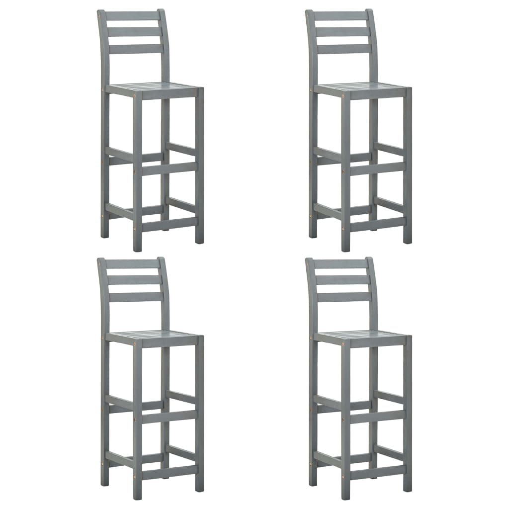 Berkfield Bar Stools 4 pcs Grey Solid Acacia Wood