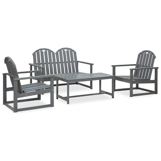 Berkfield 4 Piece Outdoor Lounge Set Grey Solid Acacia Wood