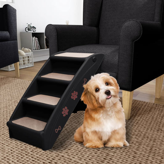 Berkfield Folding Dog Stairs Black 62x40x49.5 cm