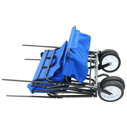 Berkfield Folding Hand Trolley with Canopy Steel Blue