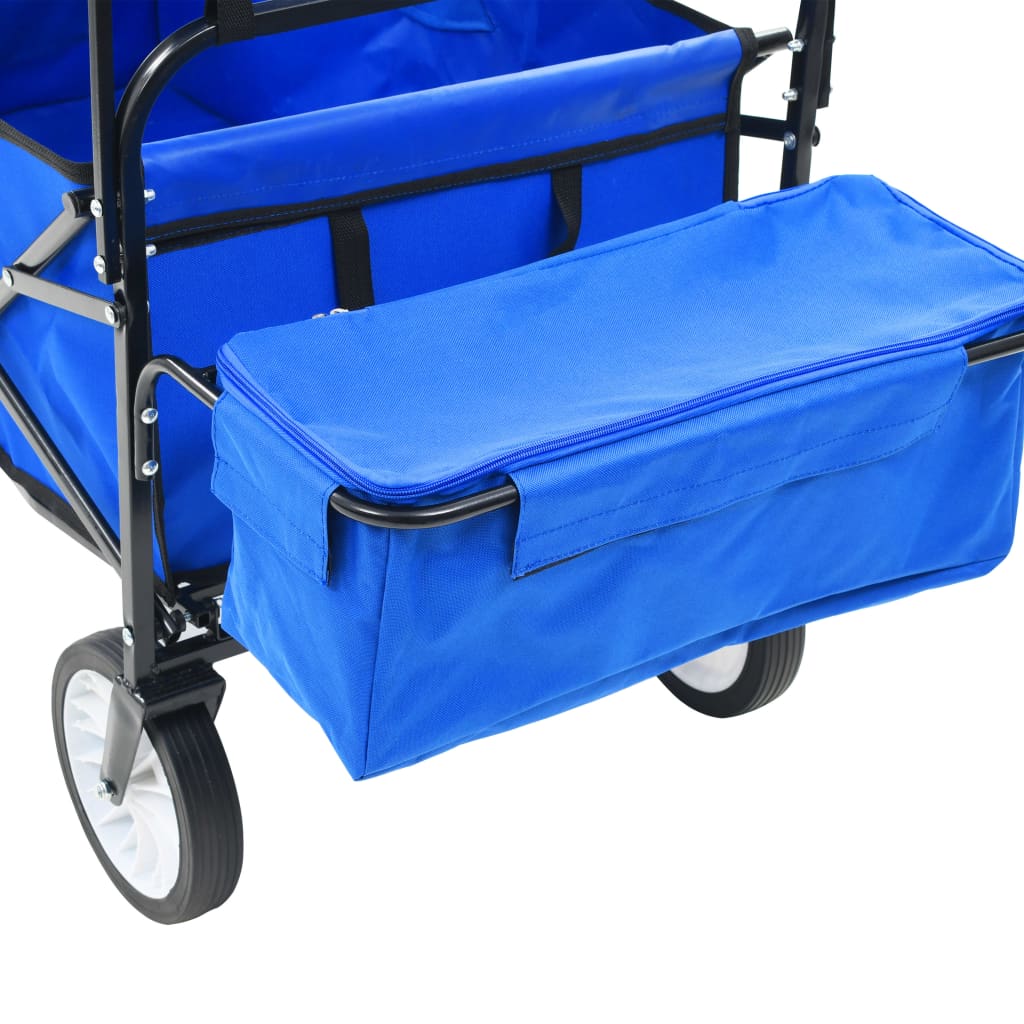 Berkfield Folding Hand Trolley with Canopy Steel Blue