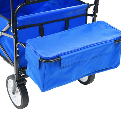 Berkfield Folding Hand Trolley with Canopy Steel Blue