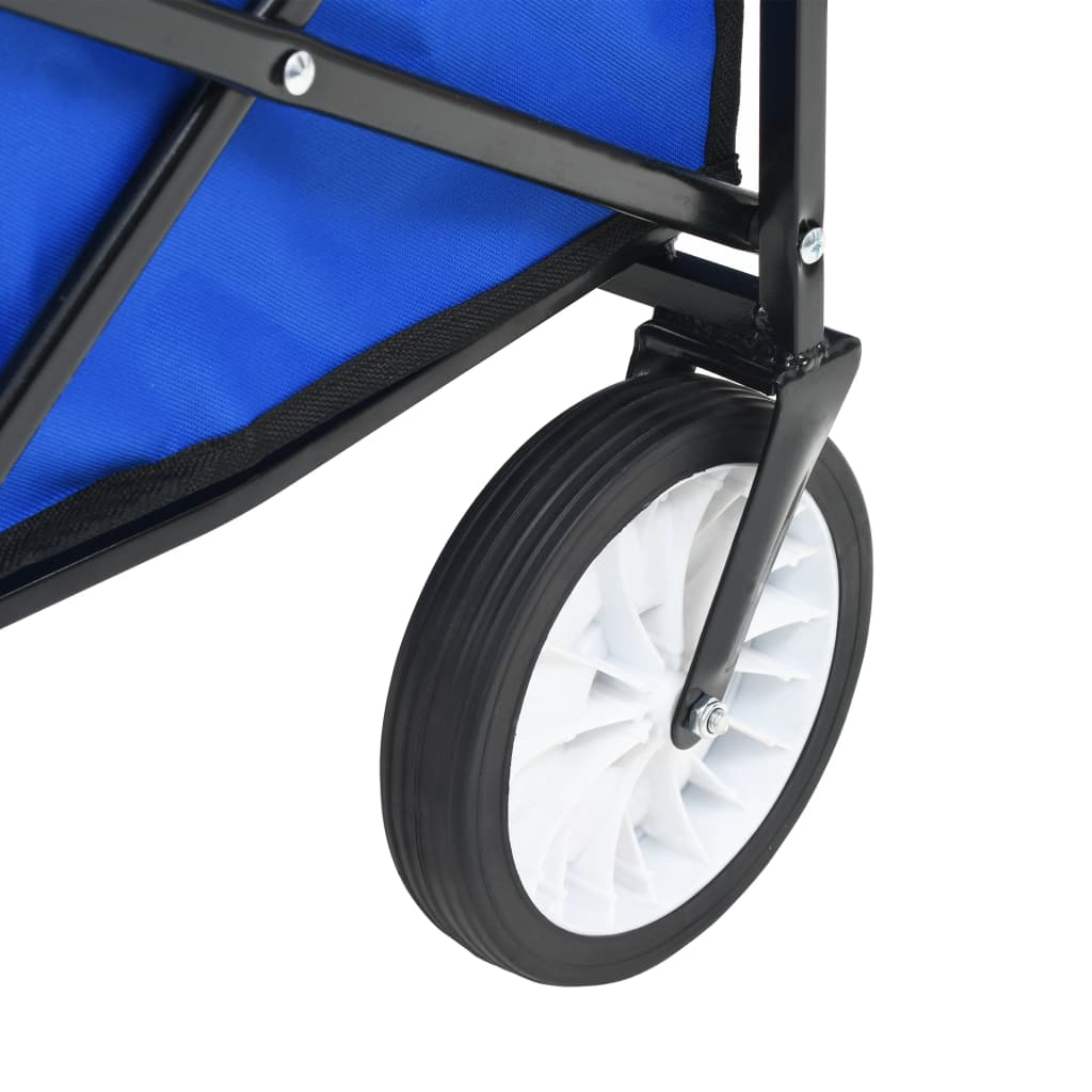 Berkfield Folding Hand Trolley with Canopy Steel Blue