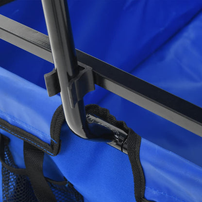 Berkfield Folding Hand Trolley with Canopy Steel Blue