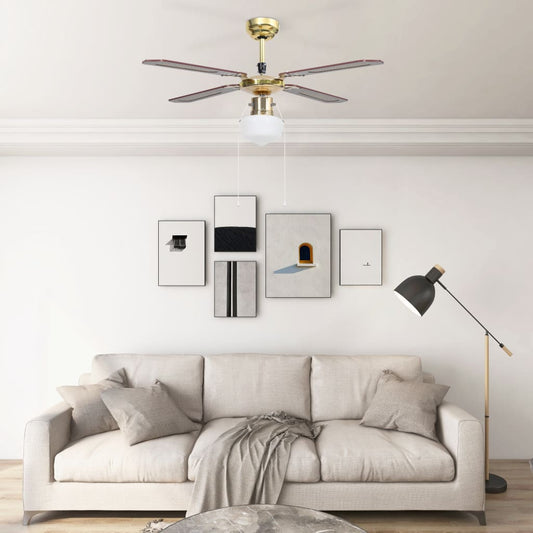 Berkfield Ceiling Fan with Light 106 cm Brown