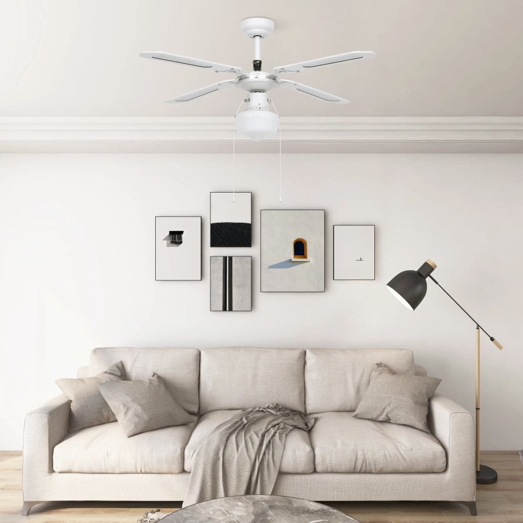Berkfield Ceiling Fan with Light 106 cm White