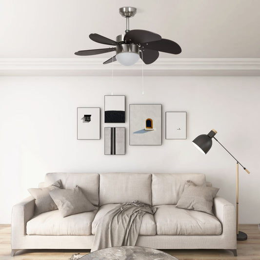 Berkfield Ceiling Fan with Light 76 cm Dark Brown