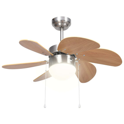 Berkfield Ceiling Fan with Light 76 cm Light Brown