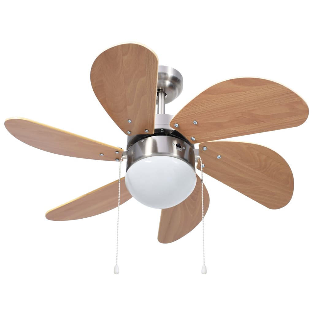 Berkfield Ceiling Fan with Light 76 cm Light Brown