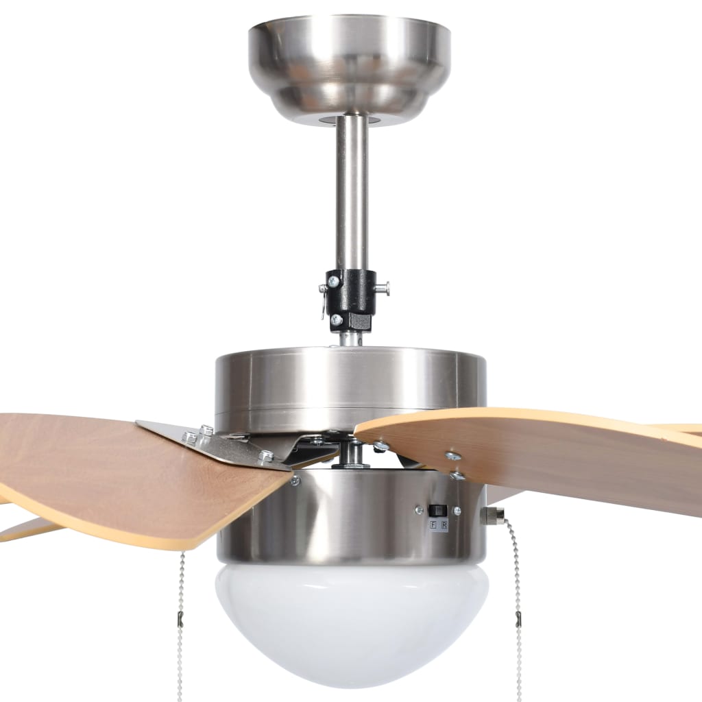 Berkfield Ceiling Fan with Light 76 cm Light Brown