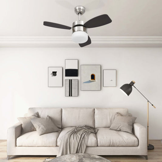 Berkfield Ceiling Fan with Light and Remote Control 76 cm Dark Brown