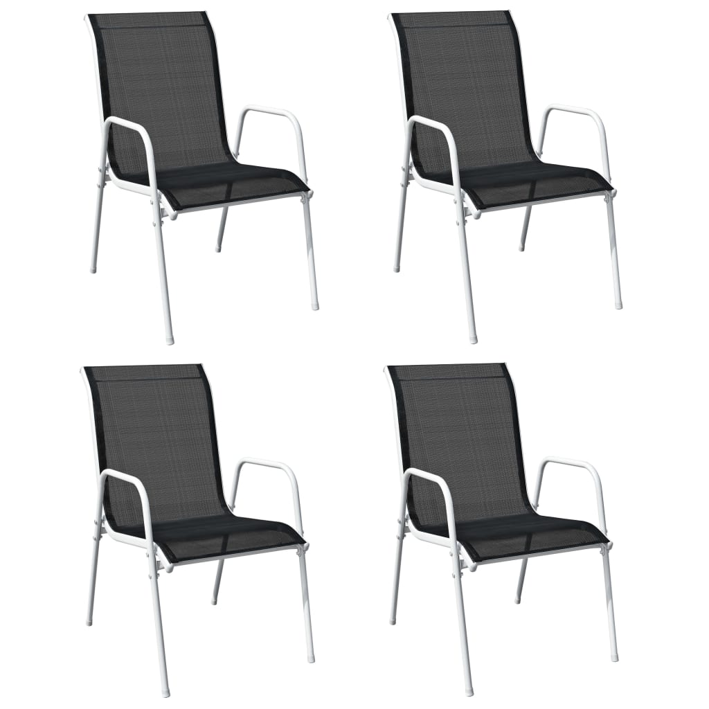 Berkfield Stackable Garden Chairs 4 pcs Steel and Textilene Black