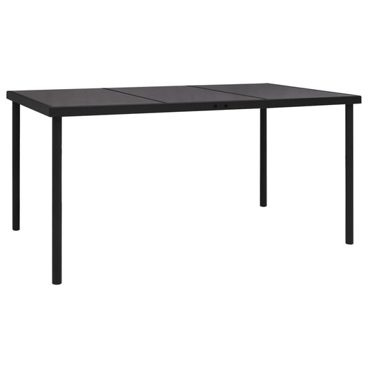 Berkfield Garden Table with Glass Tabletop Black 150x90x74 cm Steel