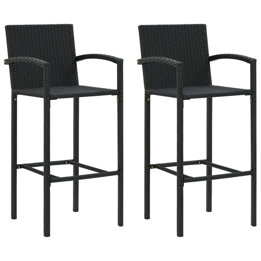 Berkfield Bar Stools 2 pcs Black Poly Rattan