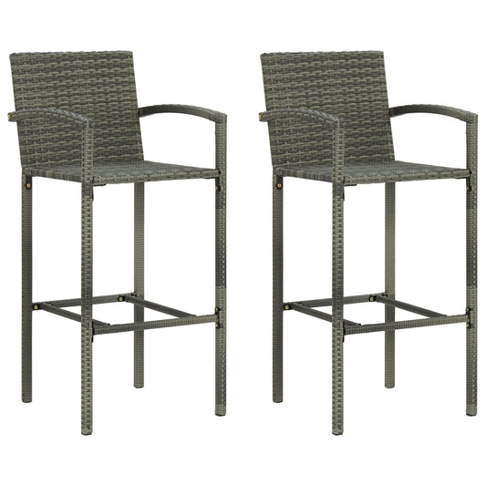 Berkfield Bar Stools 2 pcs Grey Poly Rattan