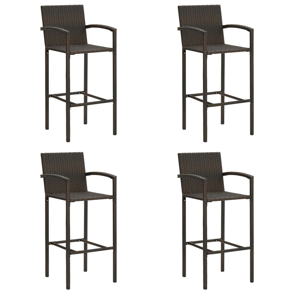 Berkfield Bar Stools 4 pcs Brown Poly Rattan