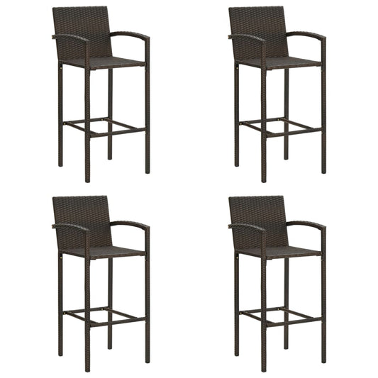 Berkfield Bar Stools 4 pcs Brown Poly Rattan