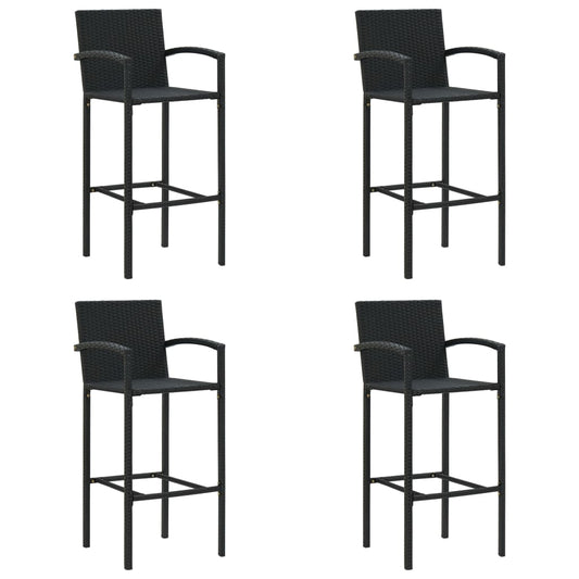 Berkfield Bar Stools 4 pcs Black Poly Rattan