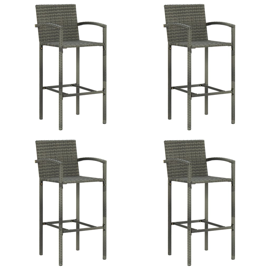 Berkfield Bar Stools 4 pcs Grey Poly Rattan