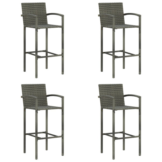 Berkfield Bar Stools 4 pcs Grey Poly Rattan