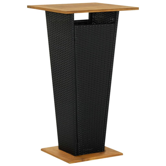Berkfield Bar Table Black 60x60x110 cm Poly Rattan and Solid Acacia Wood