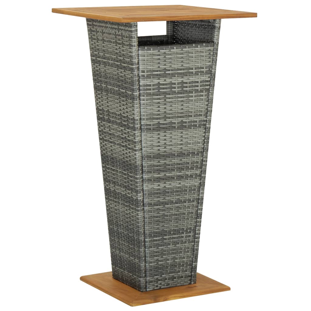 Berkfield Bar Table Grey 60x60x110 cm Poly Rattan and Solid Acacia Wood