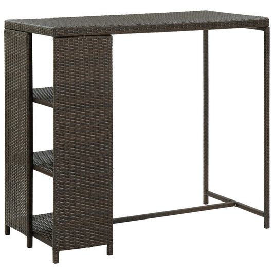 Berkfield Bar Table with Storage Rack Brown 120x60x110 cm Poly Rattan