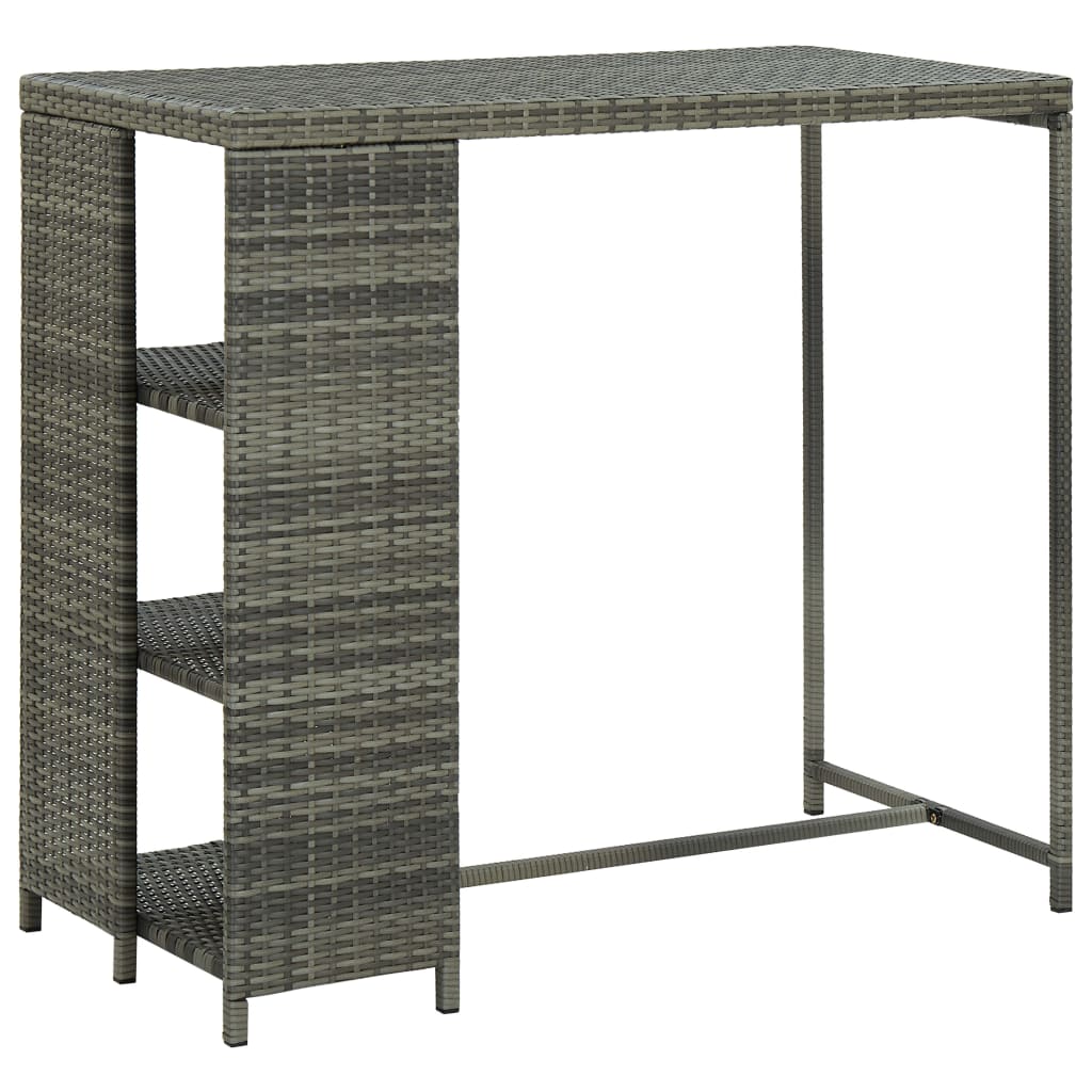 Berkfield Bar Table with Storage Rack Grey 120x60x110 cm Poly Rattan