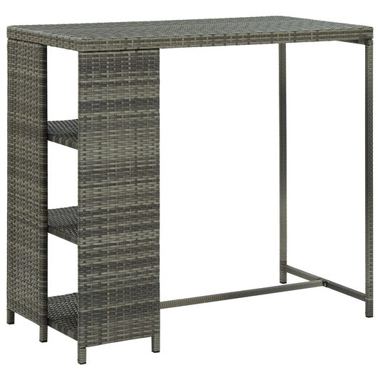 Berkfield Bar Table with Storage Rack Grey 120x60x110 cm Poly Rattan