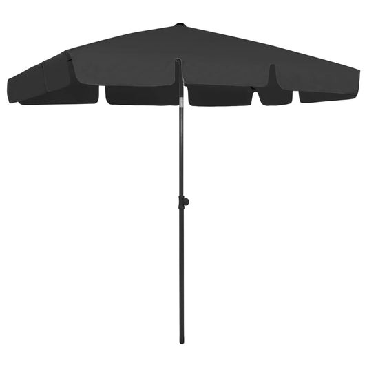 Berkfield Beach Umbrella Black 200x125 cm