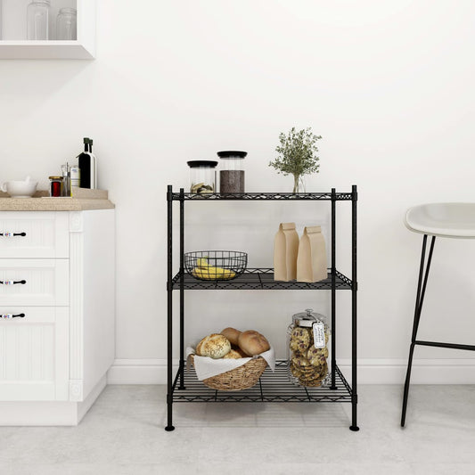 Berkfield 3-Tier Storage Rack 60x35x76 cm Black 150 kg