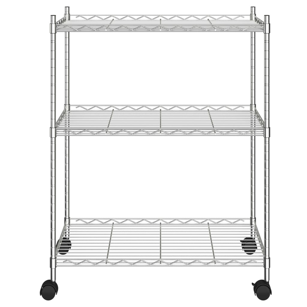 Berkfield 3-Tier Storage Rack with Wheels 60x35x81 cm Chrome 150 kg