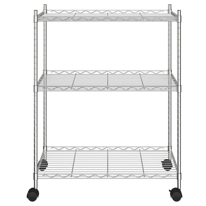 Berkfield 3-Tier Storage Rack with Wheels 60x35x81 cm Chrome 150 kg
