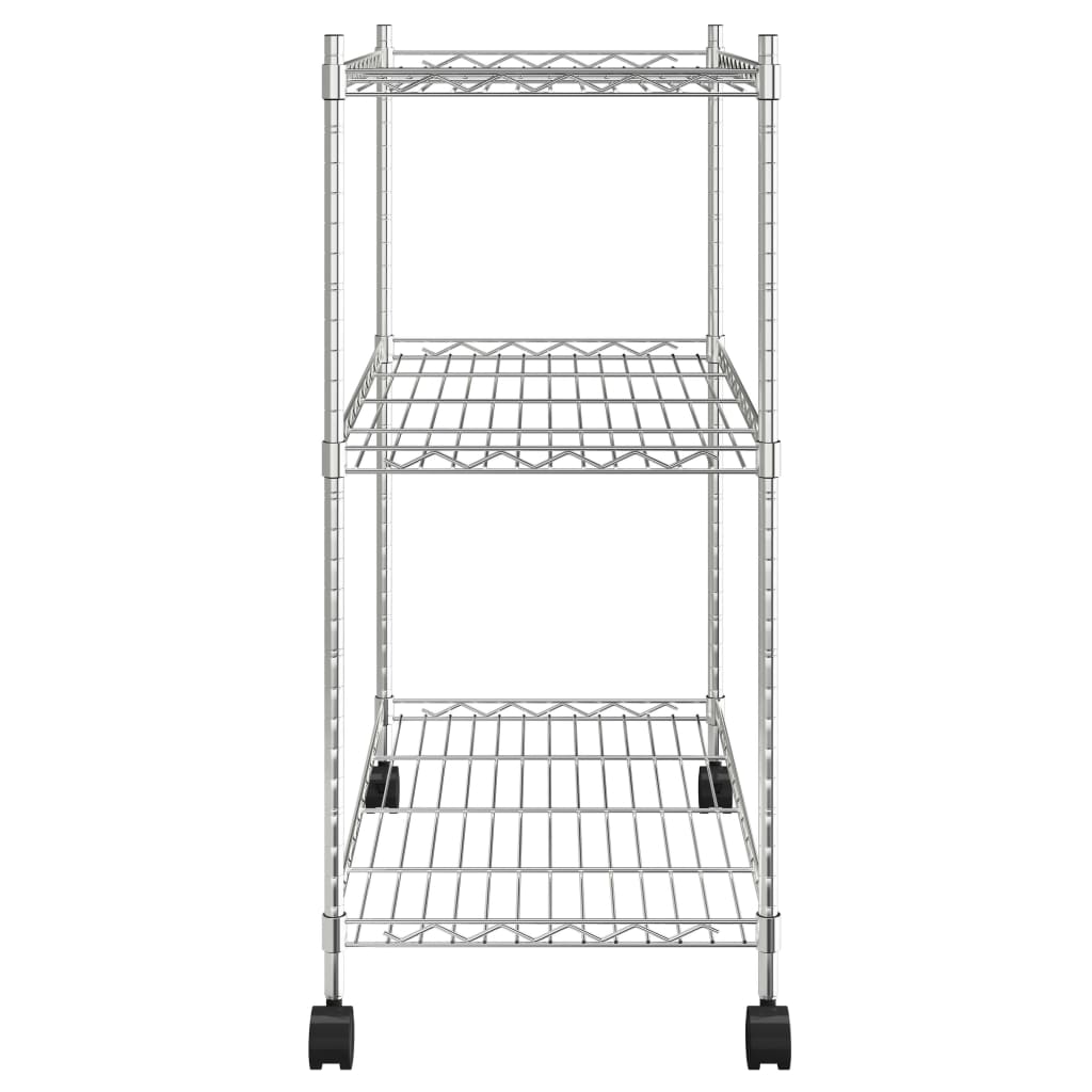 Berkfield 3-Tier Storage Rack with Wheels 60x35x81 cm Chrome 150 kg