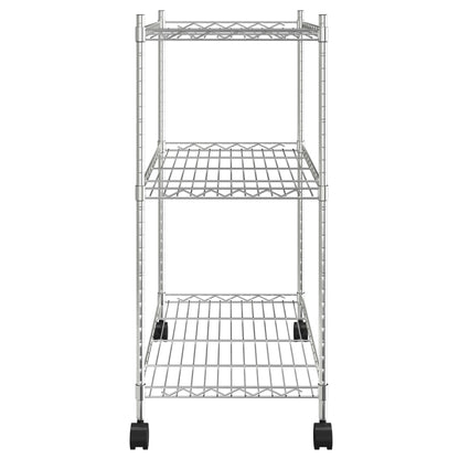 Berkfield 3-Tier Storage Rack with Wheels 60x35x81 cm Chrome 150 kg