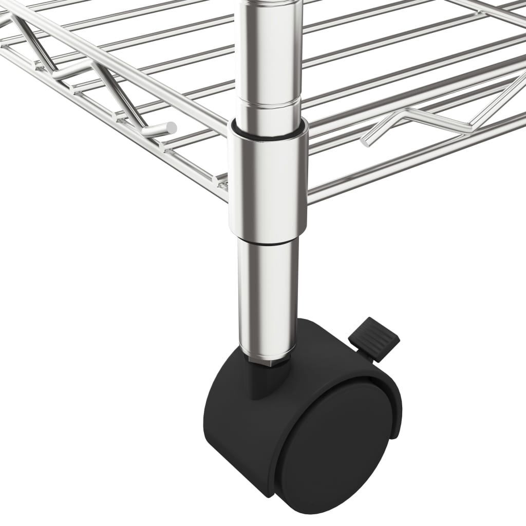 Berkfield 3-Tier Storage Rack with Wheels 60x35x81 cm Chrome 150 kg