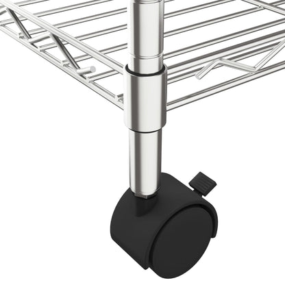 Berkfield 3-Tier Storage Rack with Wheels 60x35x81 cm Chrome 150 kg