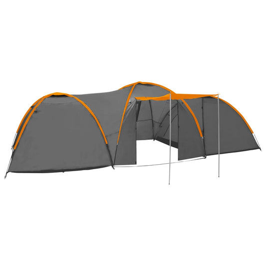 Berkfield Camping Igloo Tent 650x240x190 cm 8 Person Grey and Orange