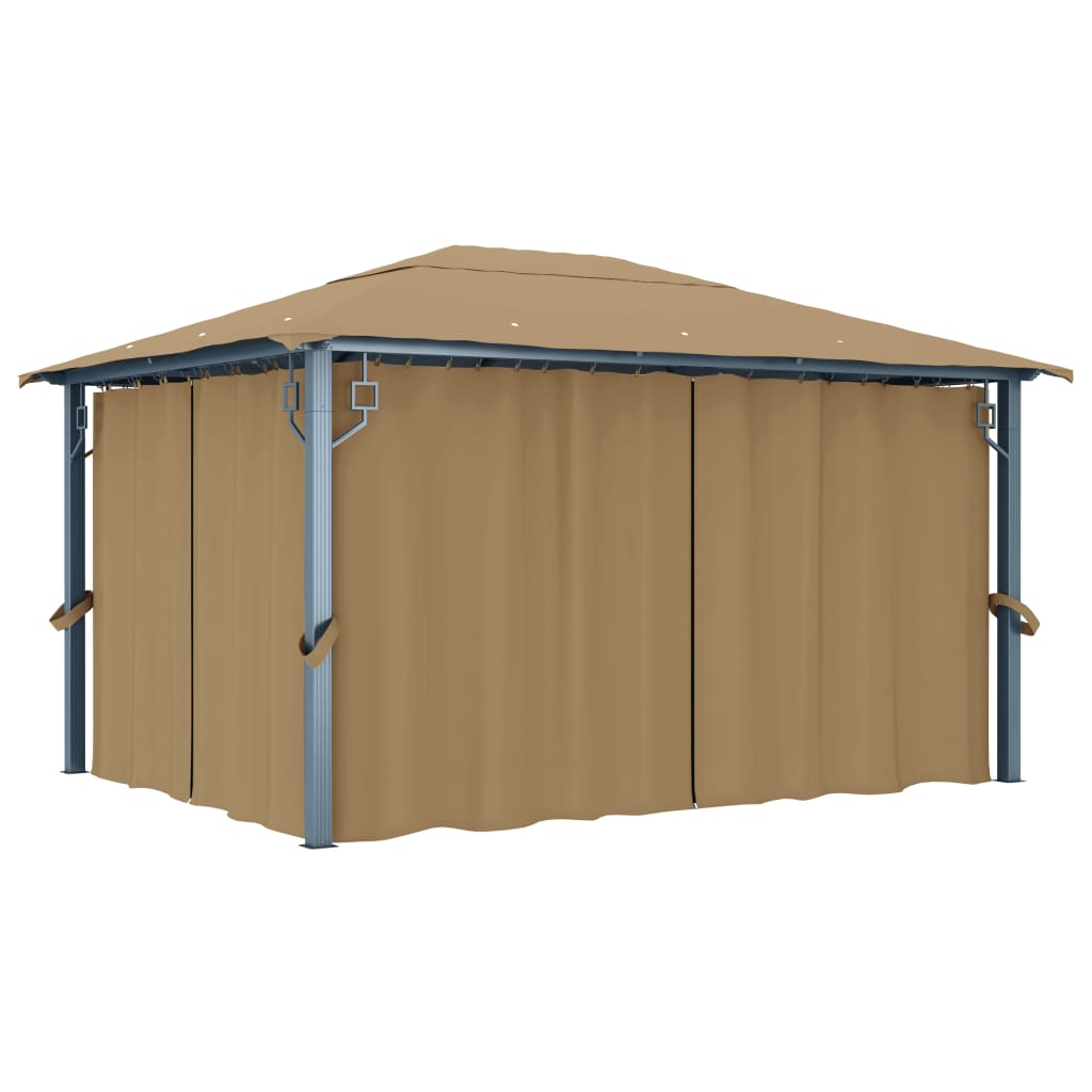 Berkfield Gazebo with Curtain 400x300 cm Taupe Aluminium
